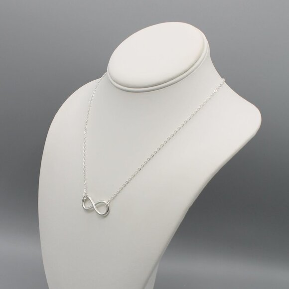 Jewelry necklace infinity love symbol dainty white gold tone minimalist new - Picture 8 of 8
